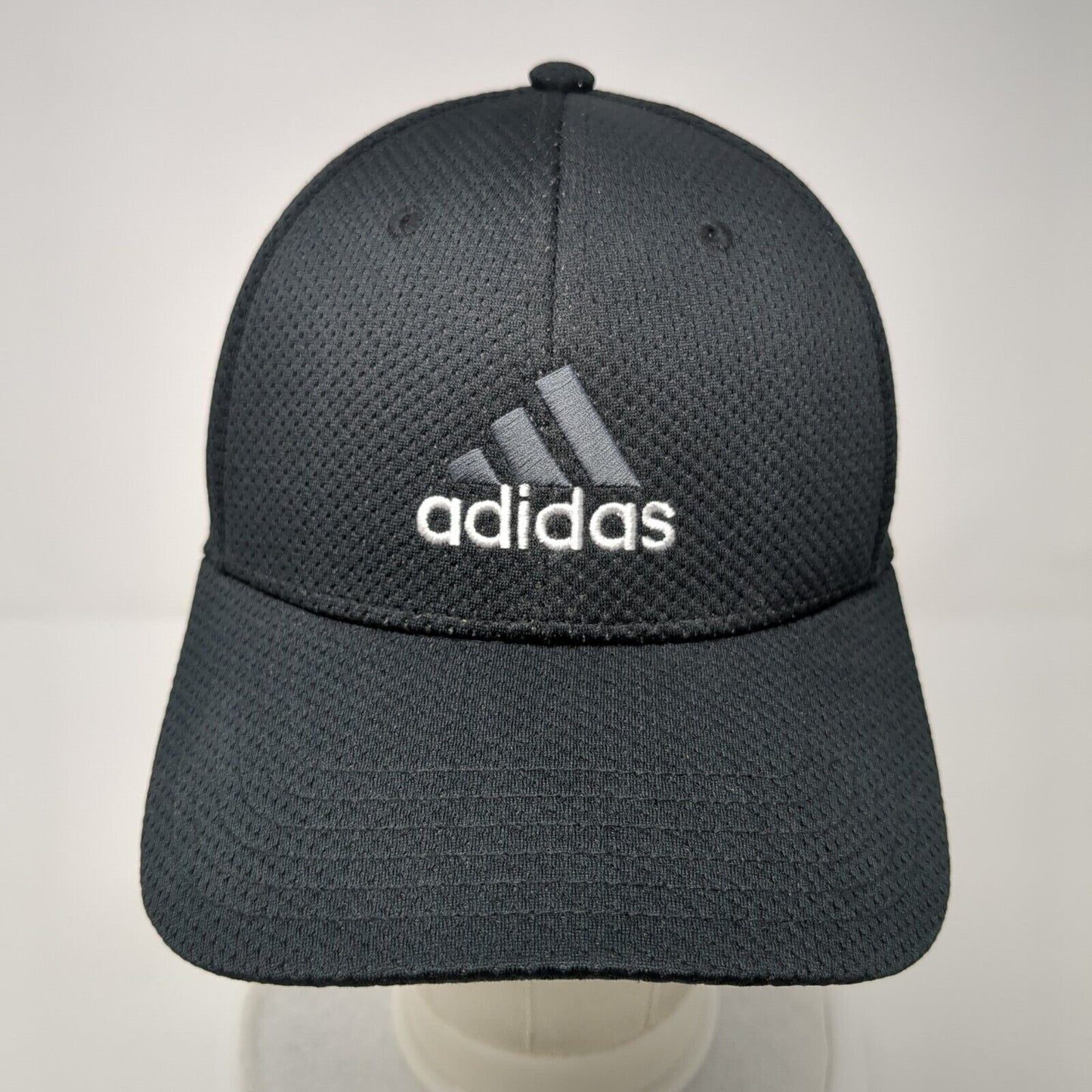 Adidas 3 Stripes Fitted Hat Black One Size Embroidered Logo 6 Panel