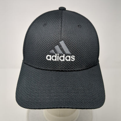 Adidas 3 Stripes Fitted Hat Black One Size Embroidered Logo 6 Panel