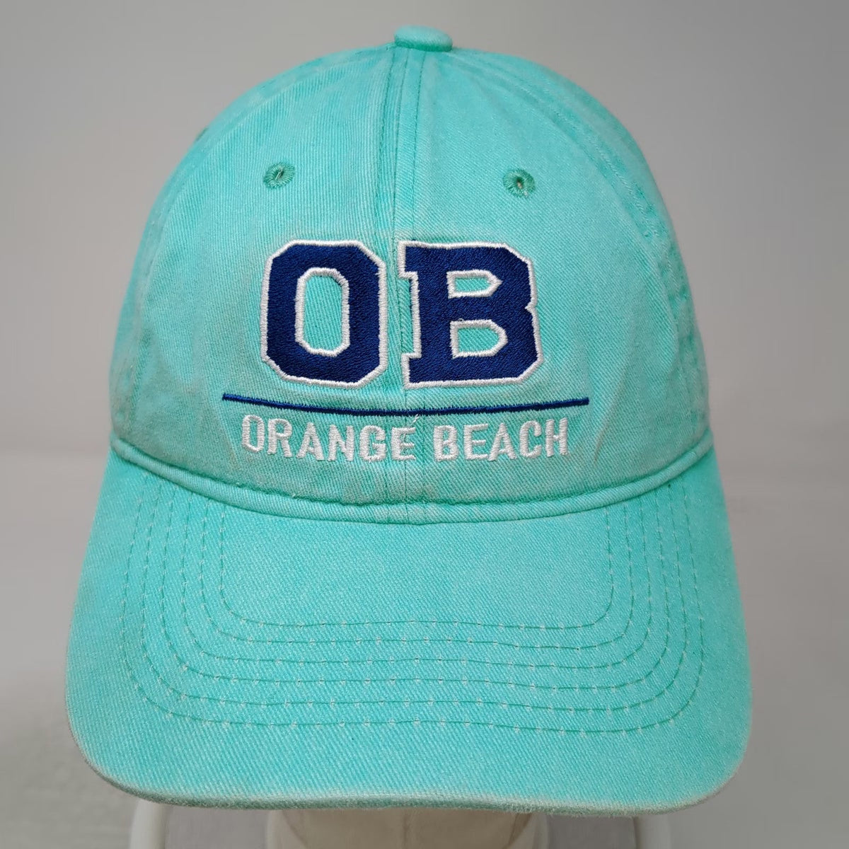 Riverbed Threads Baseball Cap Blue One Size Orange Beach OB Strapback Hat Cotton