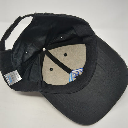Image Solutions Strapback Hat Black One Size Embroidered Logo 6 Panel