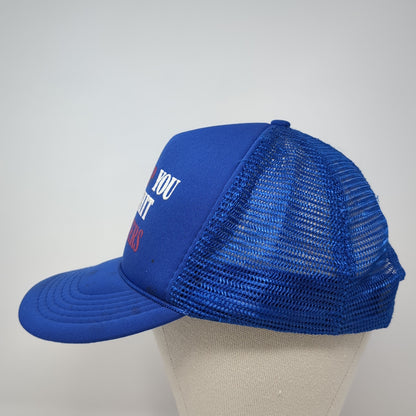 I'd Slap You But S*** Splatters Trucker Hat Blue One Size Adjustable Mesh Back