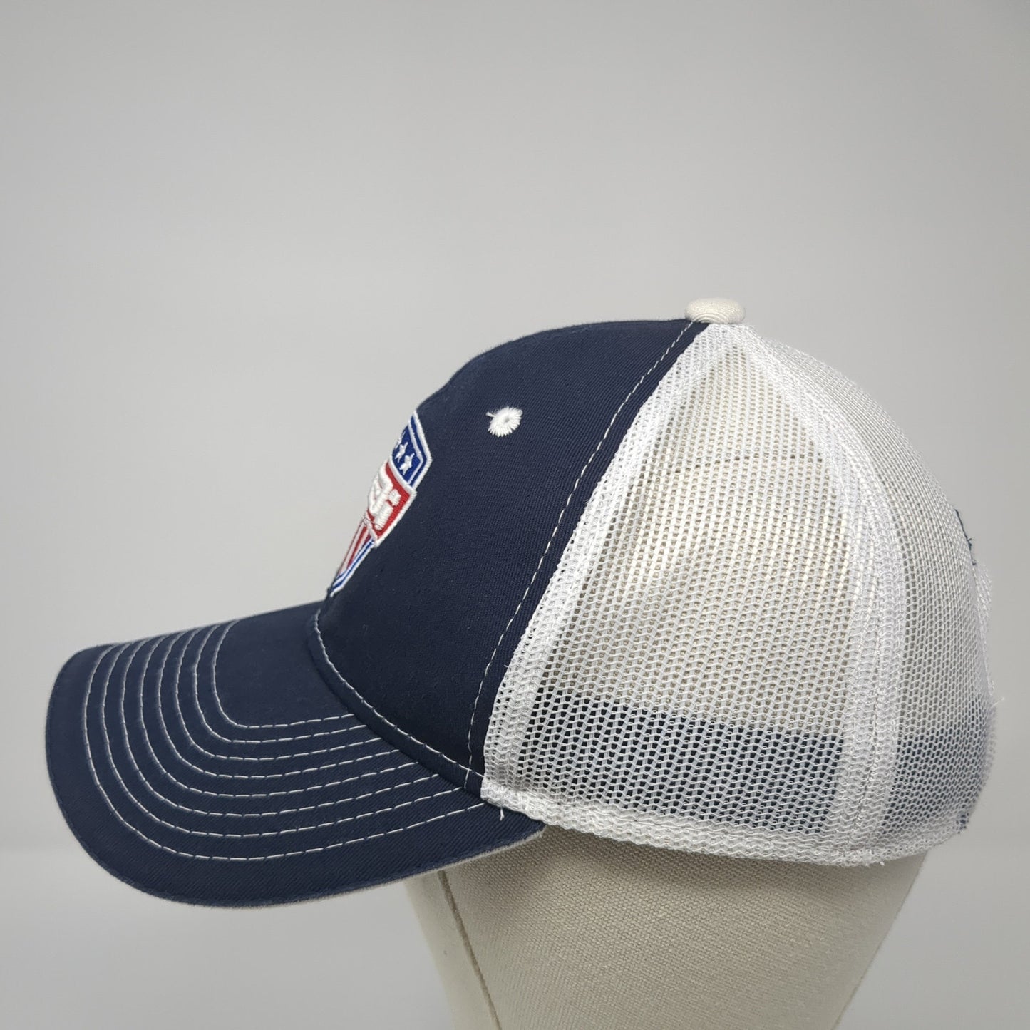 PAI ISO 9001 Certified Trucker Hat Blue One Size Adjustable Patriotic Mesh Back