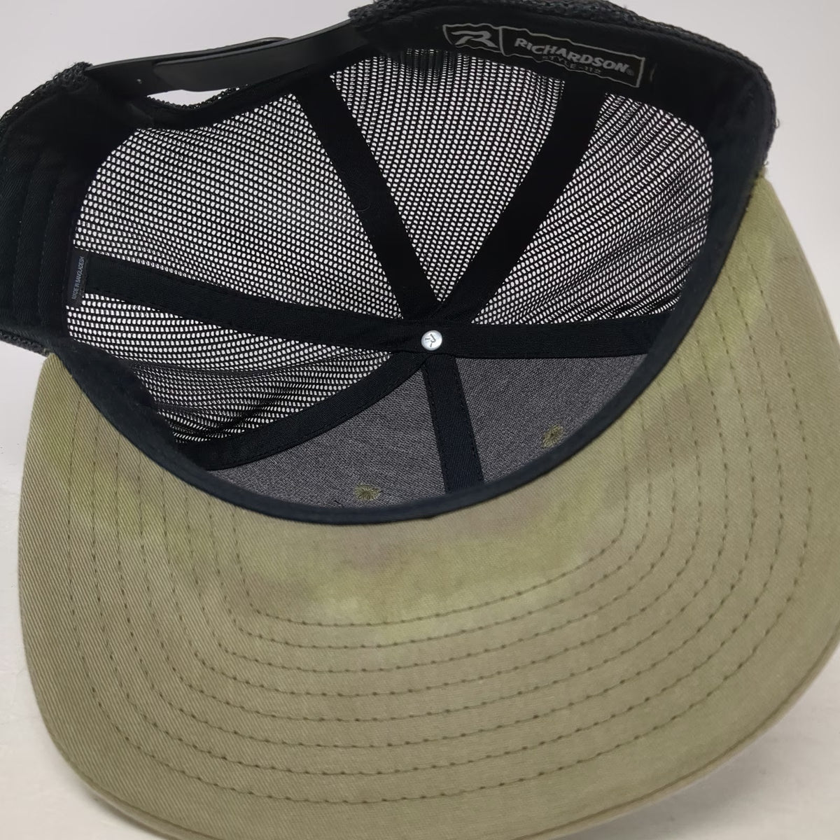Richardson Trucker Hat Beige One Size Mesh Back Snapback Bucking Bronco Hat