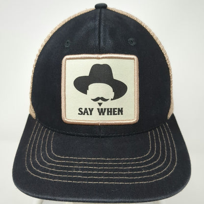 Arcadian Outfitters Trucker Hat Black One Size Say When Cowboy Mustache Snapback