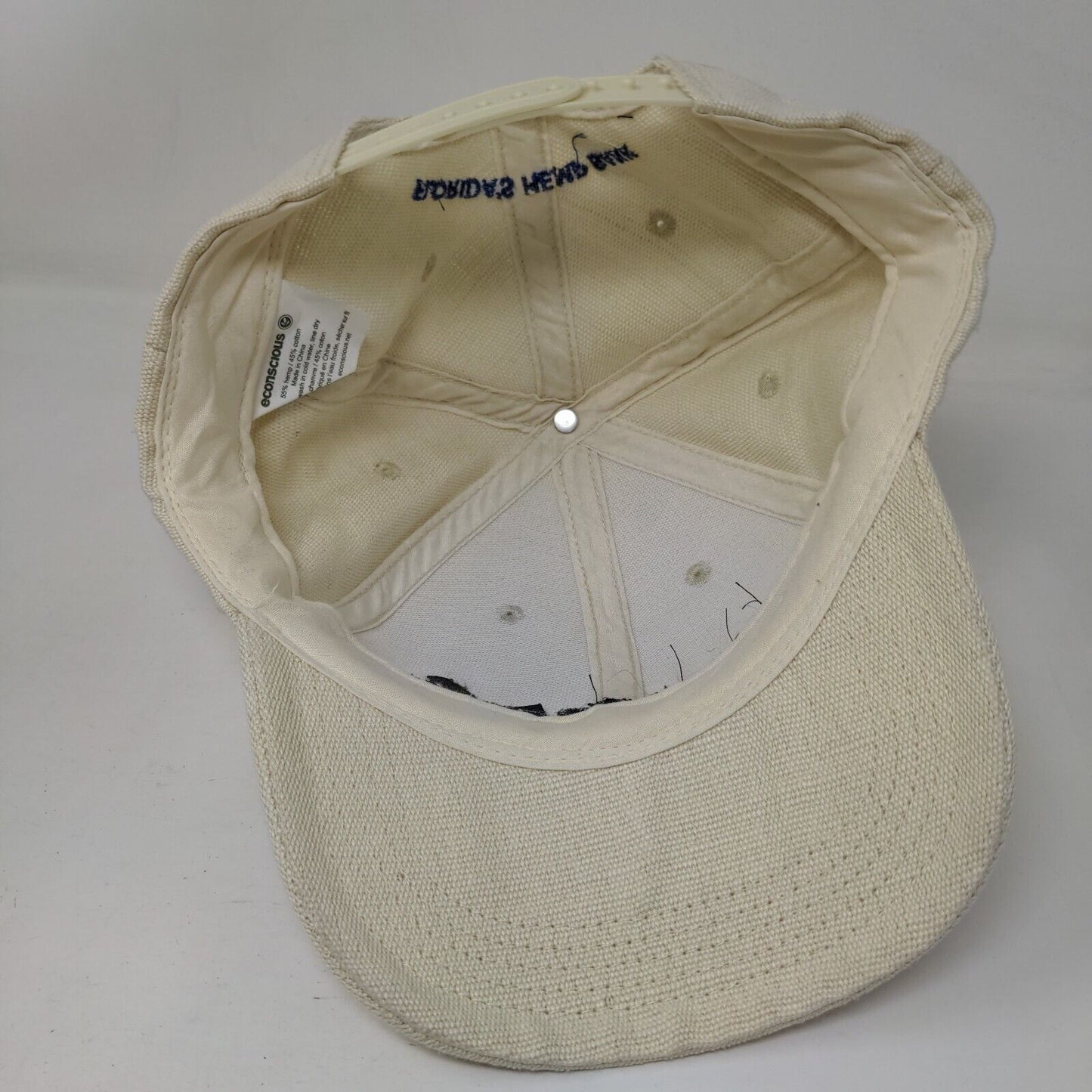FLC Bank Florida's Hemp Bank Strapback Hat Tan One Size Adjustable Econscious