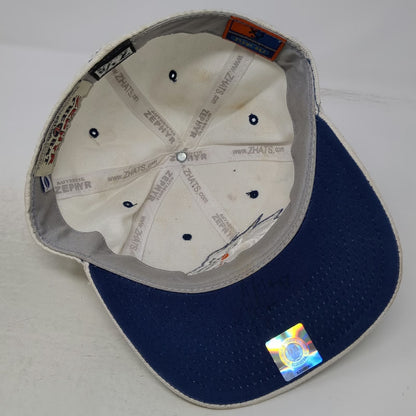 Boise State Broncos NCAA Zephyr White 7 1/8 Autographed Fitted Cap Hat Blue Logo