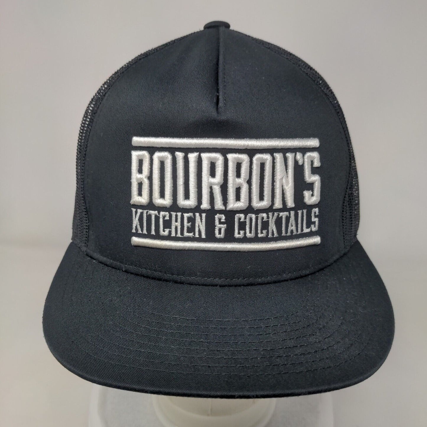 Bourbon's Kitchen & Cocktails Snapback Trucker Hat Black One Size Yupoong