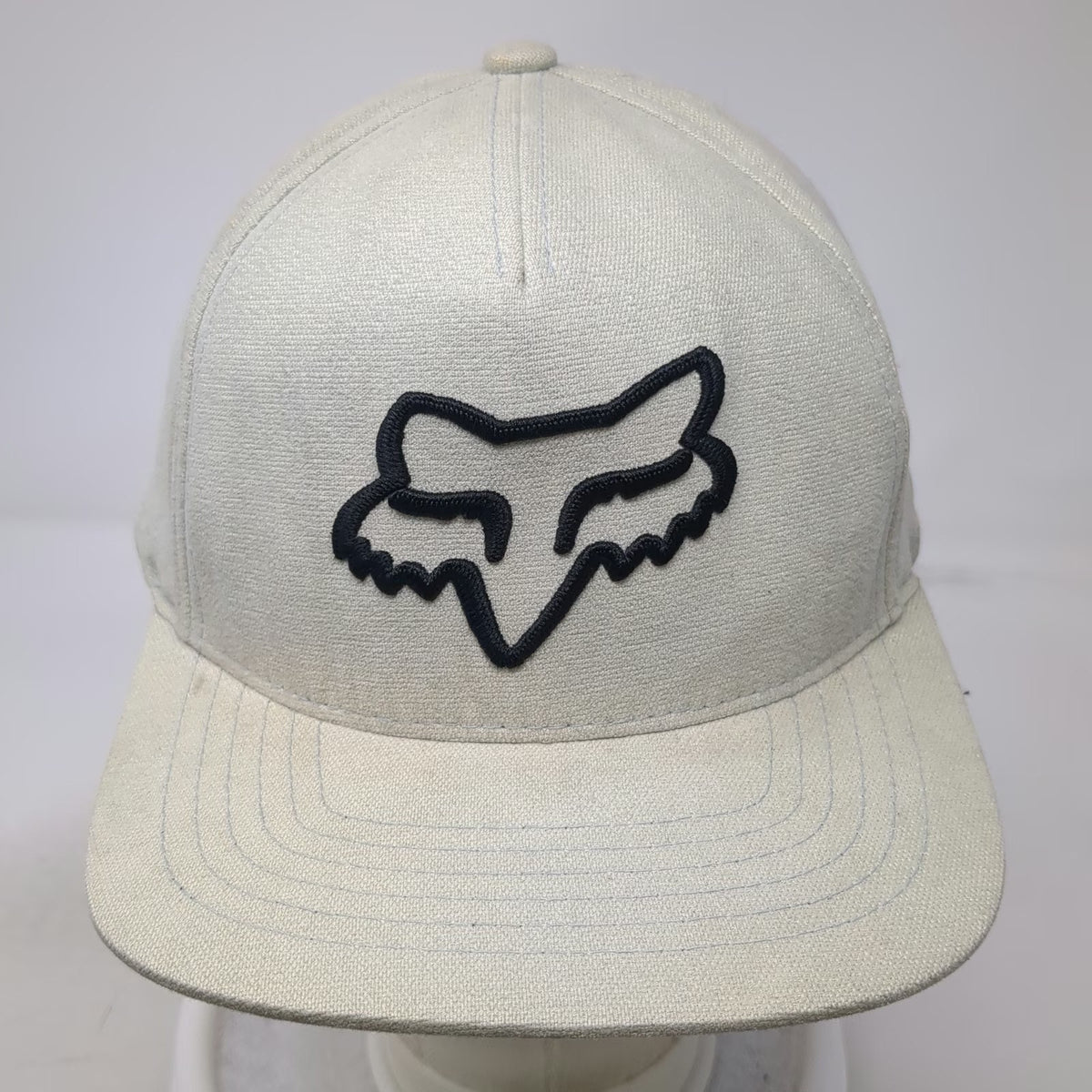 Fox 5 Panel Hat Beige One Size Snapback Embroidered Fox Head Logo Cap Motocross