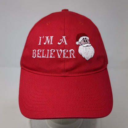 I'm a Santa Believer Strapback Hat Red One Size Adjustable Bayside