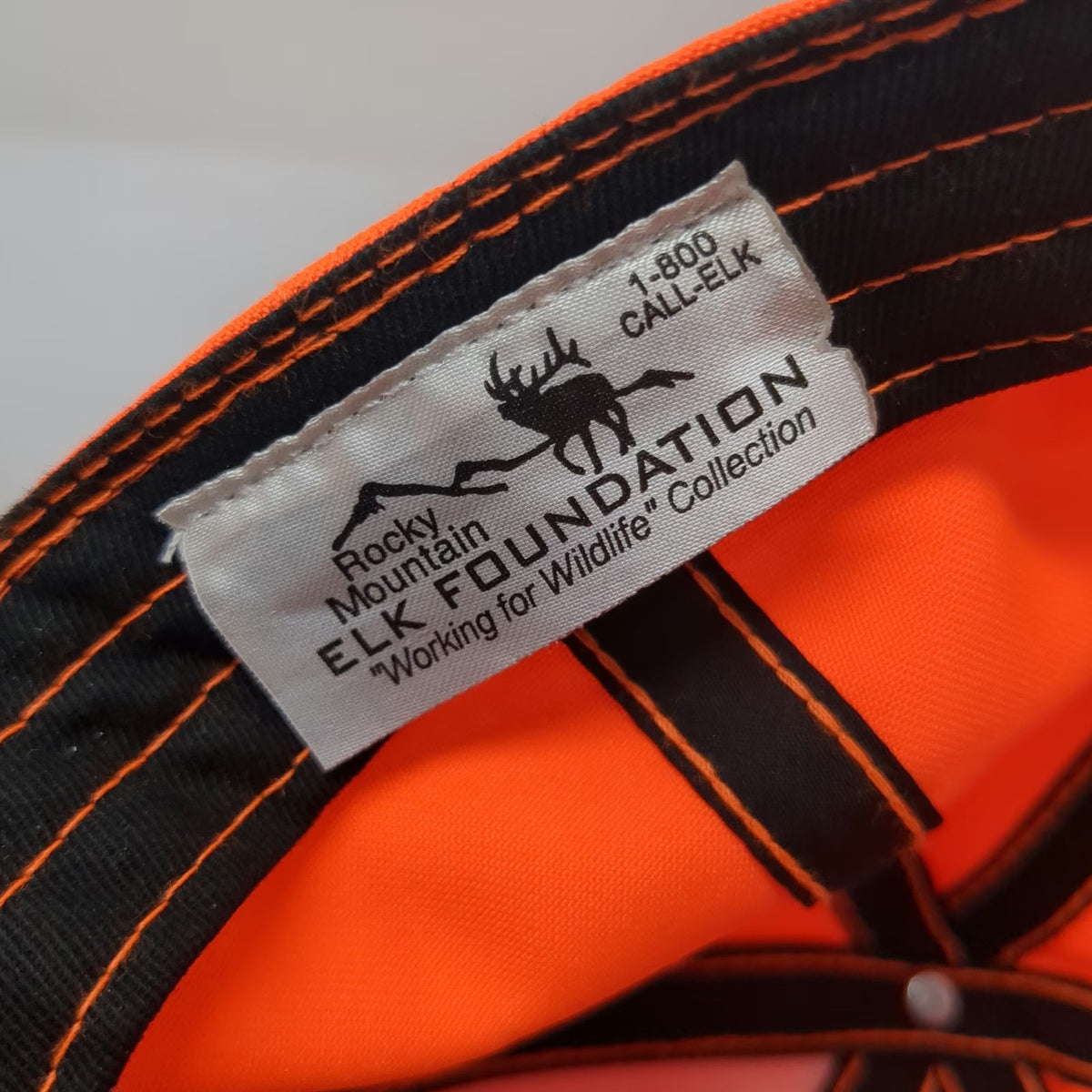 Rocky Mountain Elk Foundation Baseball Cap Orange One Size Strapback Logo Hat