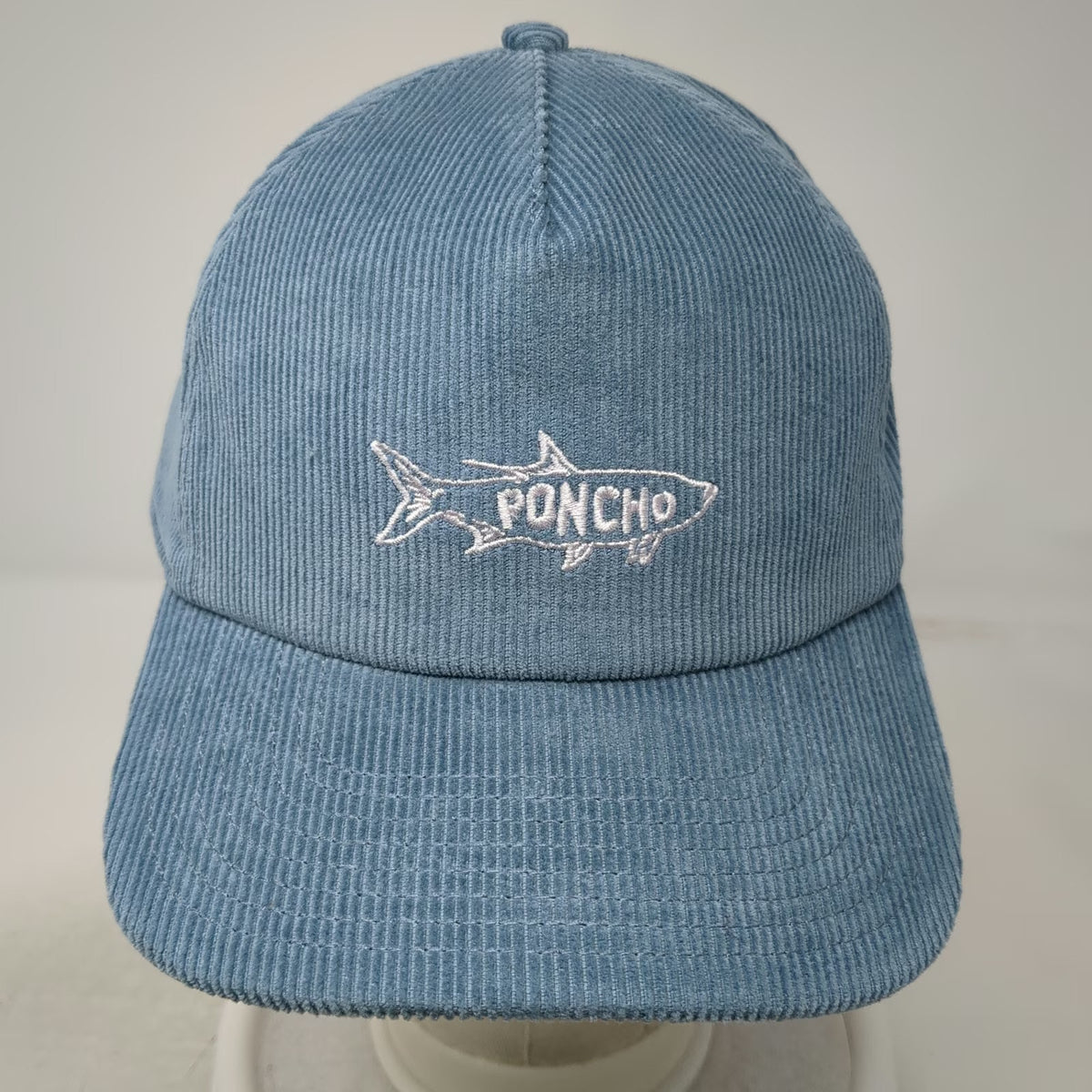Poncho Outdoors Trucker Blue One Size Corduroy Tarpon Fish Hat Slideback