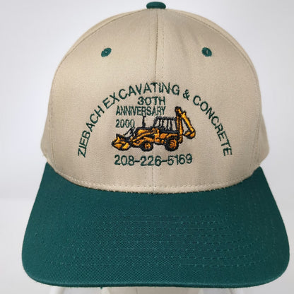 Yupoong Snapback Beige Green Hat One Size Excavating Concrete Construction 2000