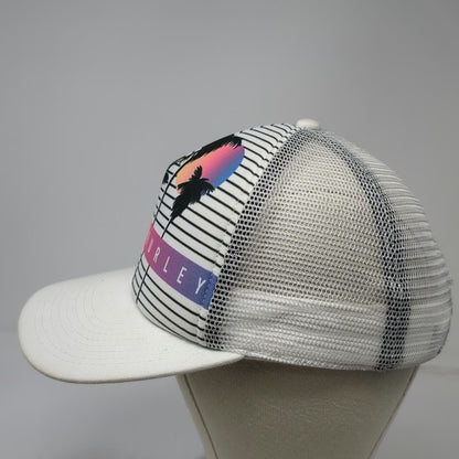 Hurley Trucker Hat White One Size Palm Tree Sunset Graphic Mesh Snapback Beach