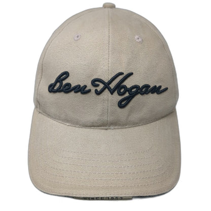 Ben Hogan Baseball Cap Beige Black OSFM Hat Script Embroidery Side Logo Buckle