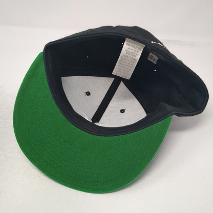 Hurley Baseball Cap Black Green 7 1/4 Fitted Hat Flat Brim Logo Two Tone Wool