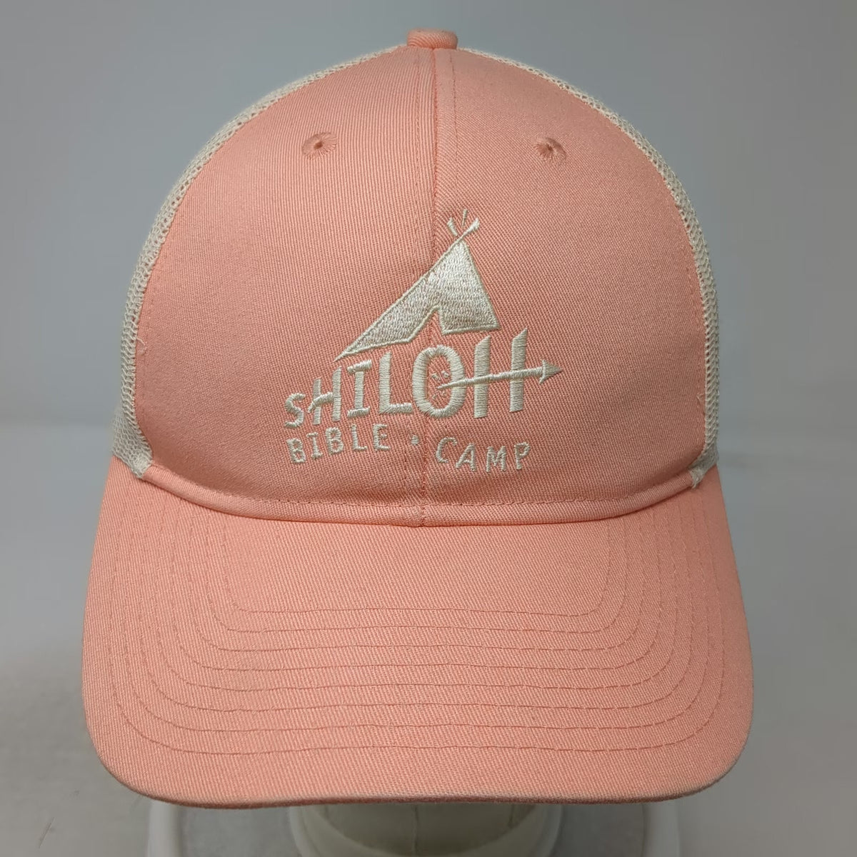 Port Authority Trucker Hat Pink One Size Snapback Shiloh Bible Camp Teepee Mesh