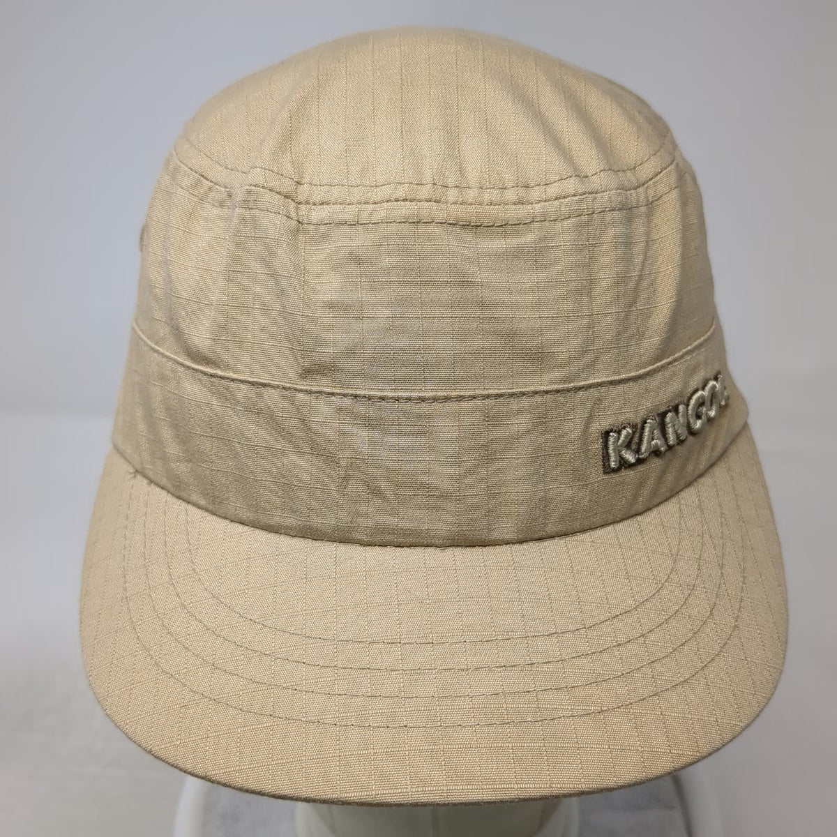 Kangol Army Cap Beige S/M Flexfit Embroidered Logo Cotton Military Cadet Hat