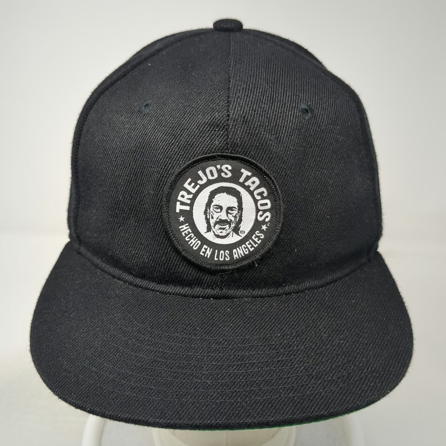 Crown Trejo's Tacos Snapback Black One Size Hat Danny Trejo Logo Green Underbrim