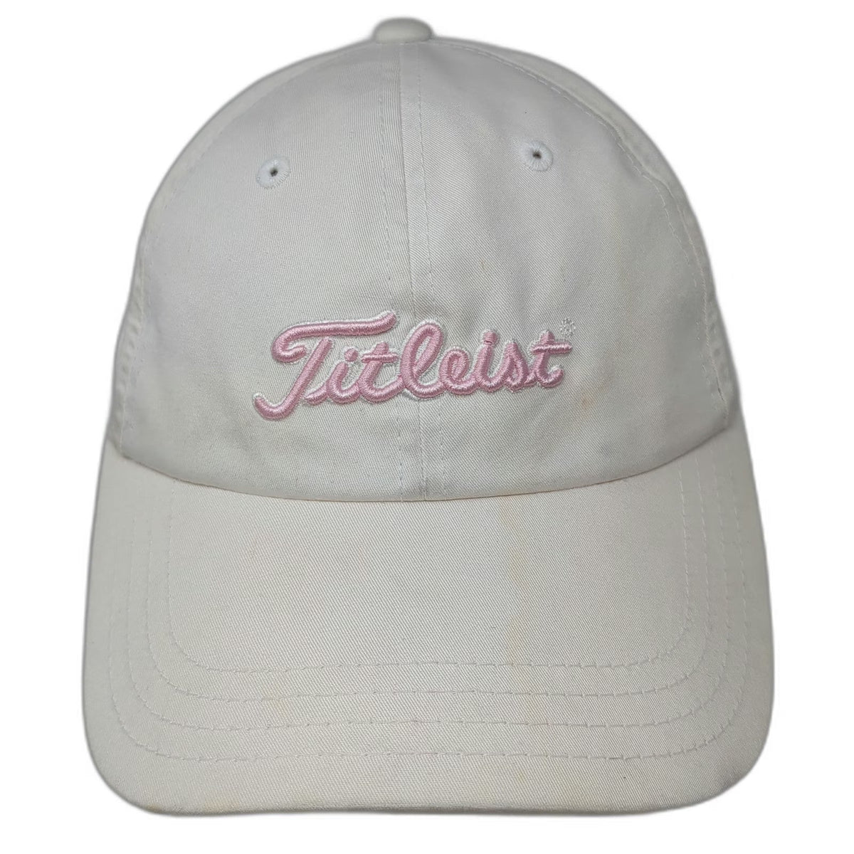 Titleist Baseball Cap White One Size Pink Script Logo Adjustable Slideback Hat