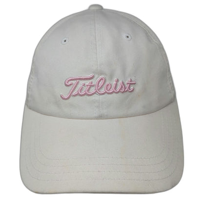 Titleist Baseball Cap White One Size Pink Script Logo Adjustable Slideback Hat