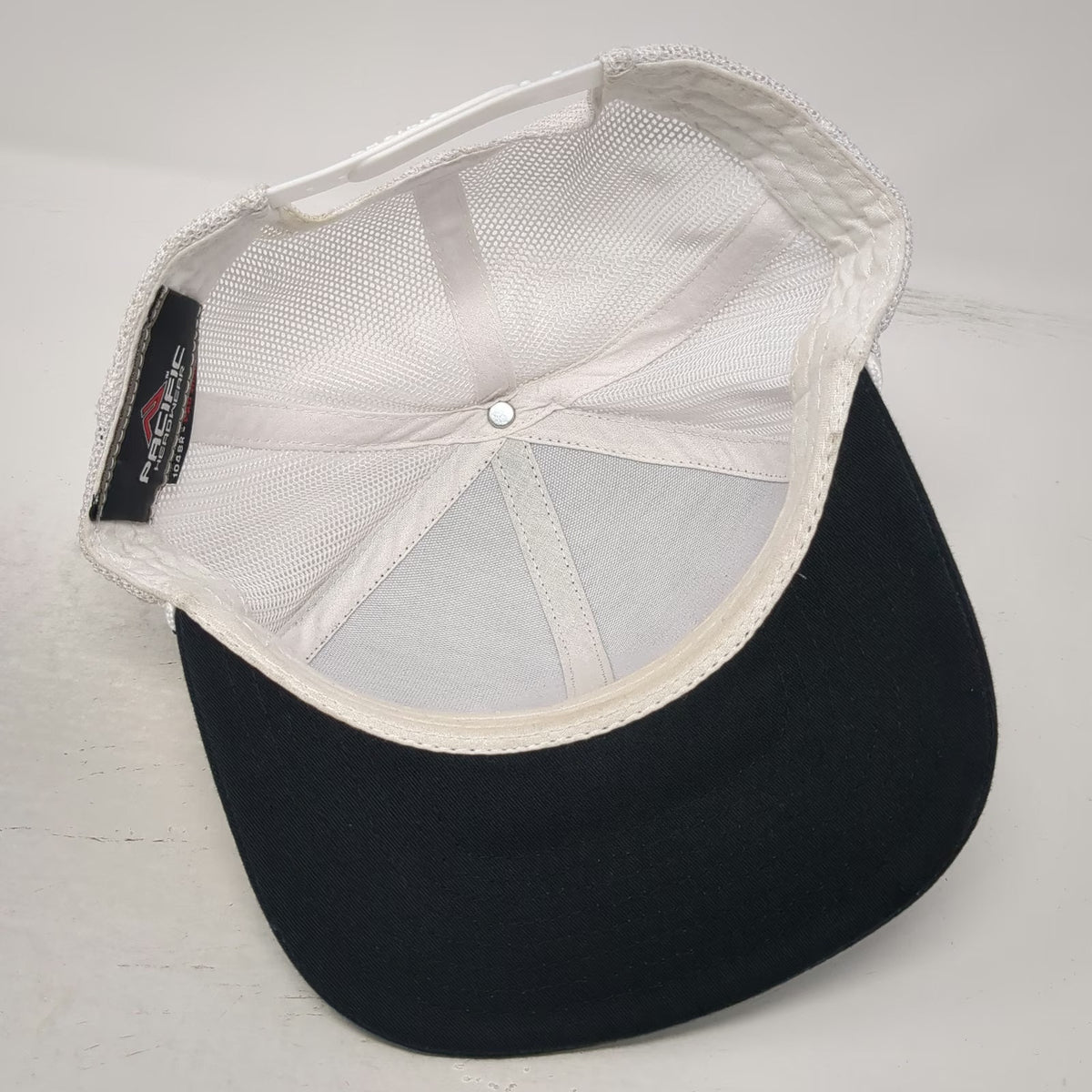 Pacific Headwear Trucker Hat Black White One Size Mesh Back Snapback Rope Patch