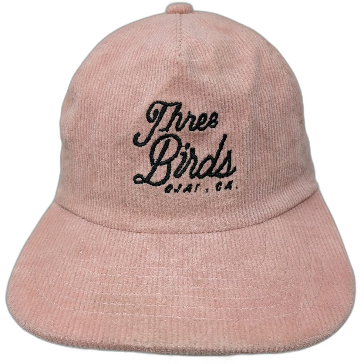 Academy Fits 5 Panel Pink One Size Hat Three Birds Ojai CA Corduroy Strapback