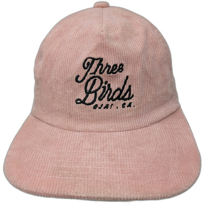 Academy Fits 5 Panel Pink One Size Hat Three Birds Ojai CA Corduroy Strapback