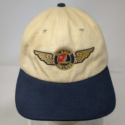 Dog Daze Baseball Cap Beige Blue One Size Alaska Airlines Wings Two-Tone Hat