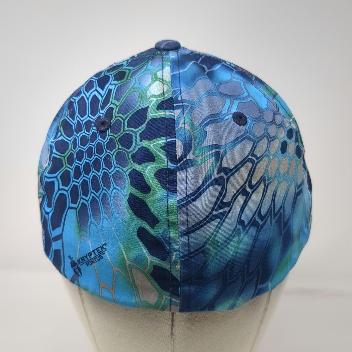Kryptek Baseball Cap Blue XL Pontus Camo Flexfit IA Logo Structured Stretch Hat