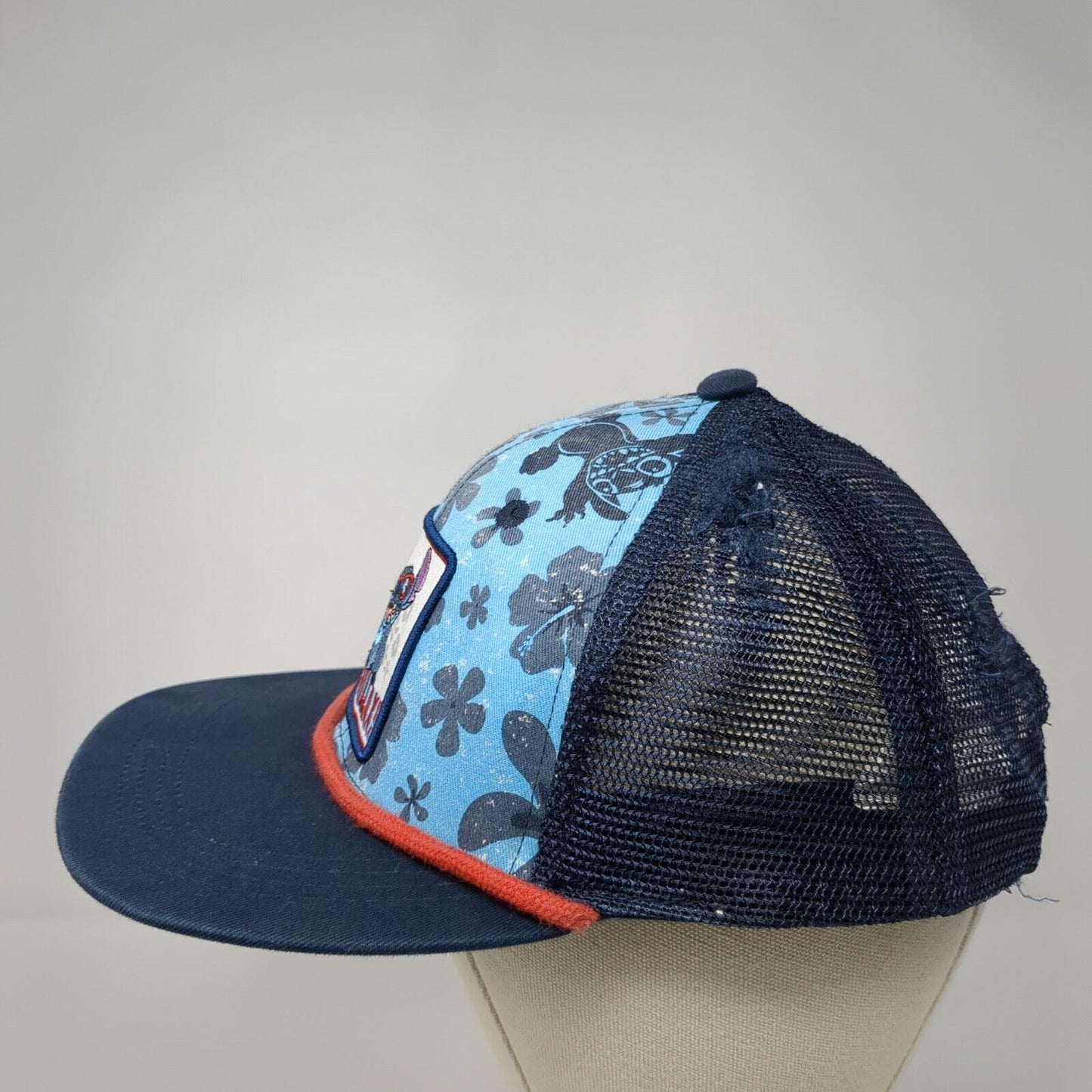Stitch Just Chillax Snapback Rope Trucker Hat Blue 57-60cm Mesh Back