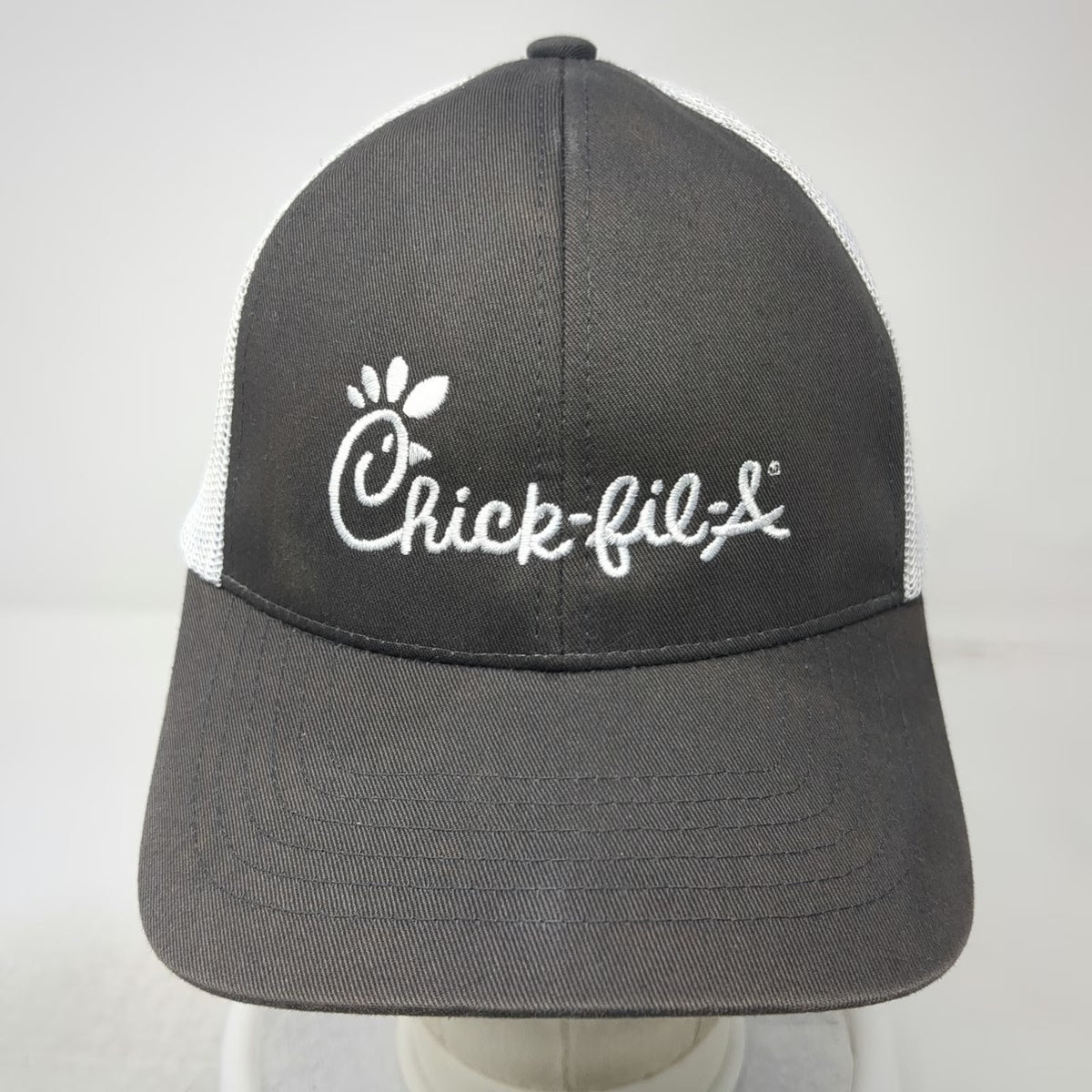 CapAmerica Trucker Hat Gray White One Size Chick-fil-A Logo Mesh Snapback Promo