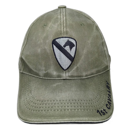 Eagle Crest Baseball Cap Green One Size 1st Cavalry Division Shield Army Hat