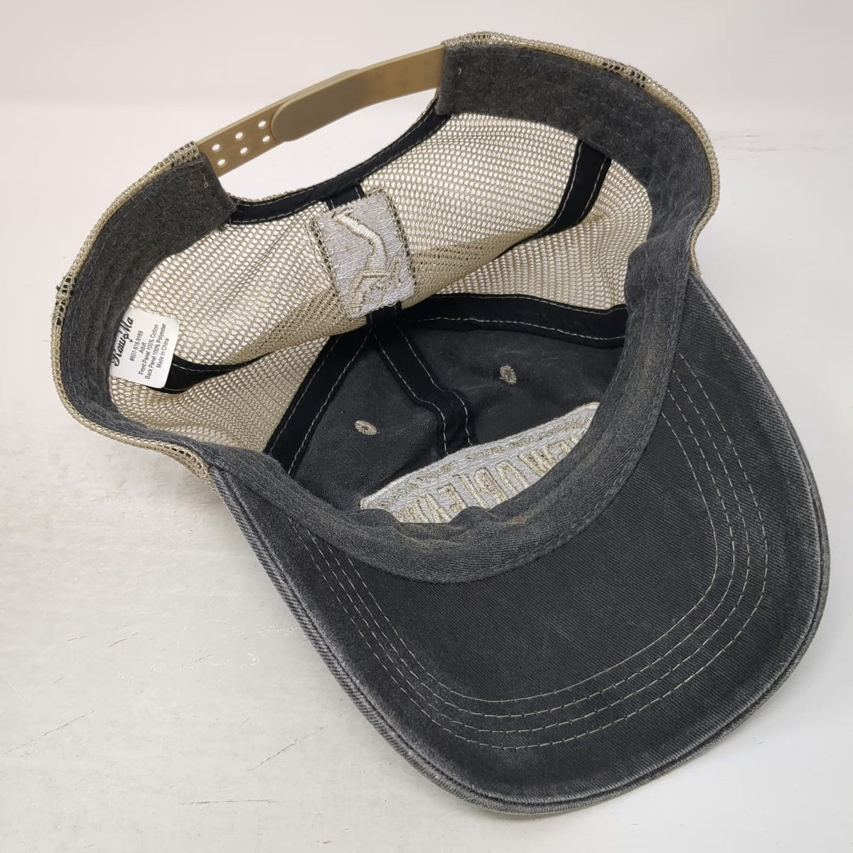 RawMa New Orleans Saxophone Trucker Hat Gray Beige One Size Mesh Snapback Patch
