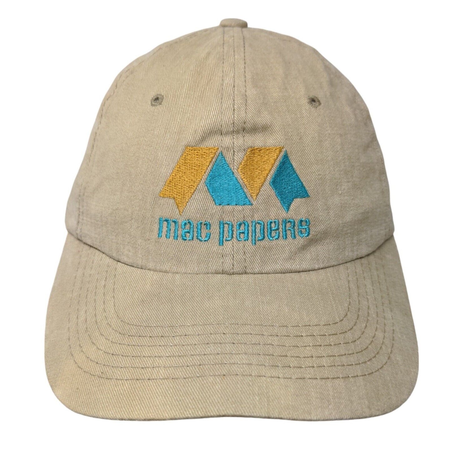 Mac Papers Strapback Hat Tan One Size Embroidered 6 Panel Vent Holes