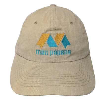 Mac Papers Strapback Hat Tan One Size Embroidered 6 Panel Vent Holes