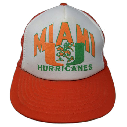Speedway Miami Hurricanes NCAA Orange White Green OS Trucker Hat Snapback Mesh