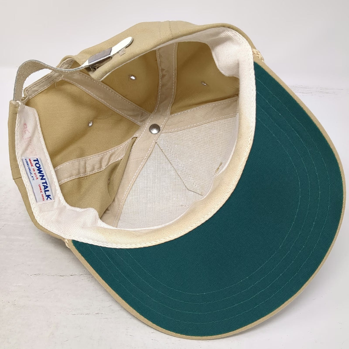 Towntalk Trucker Beige Hat One Size Rope Green Underbrim Slideback Made USA