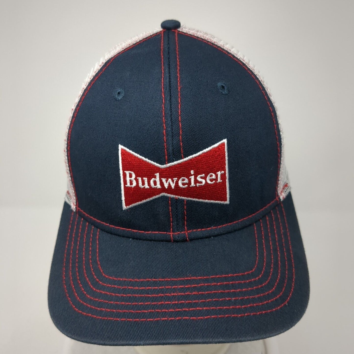 Budweiser Snapback Trucker Hat Blue One Size Adjustable Mesh Back Cotton