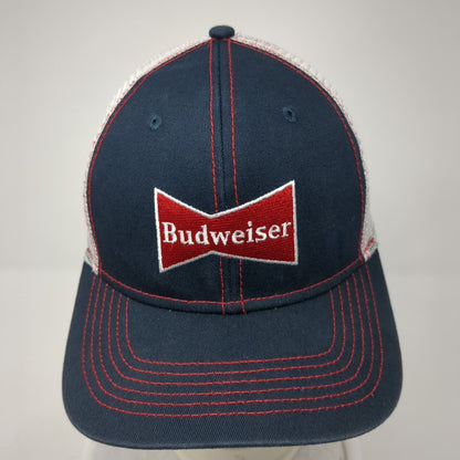 Budweiser Snapback Trucker Hat Blue One Size Adjustable Mesh Back Cotton