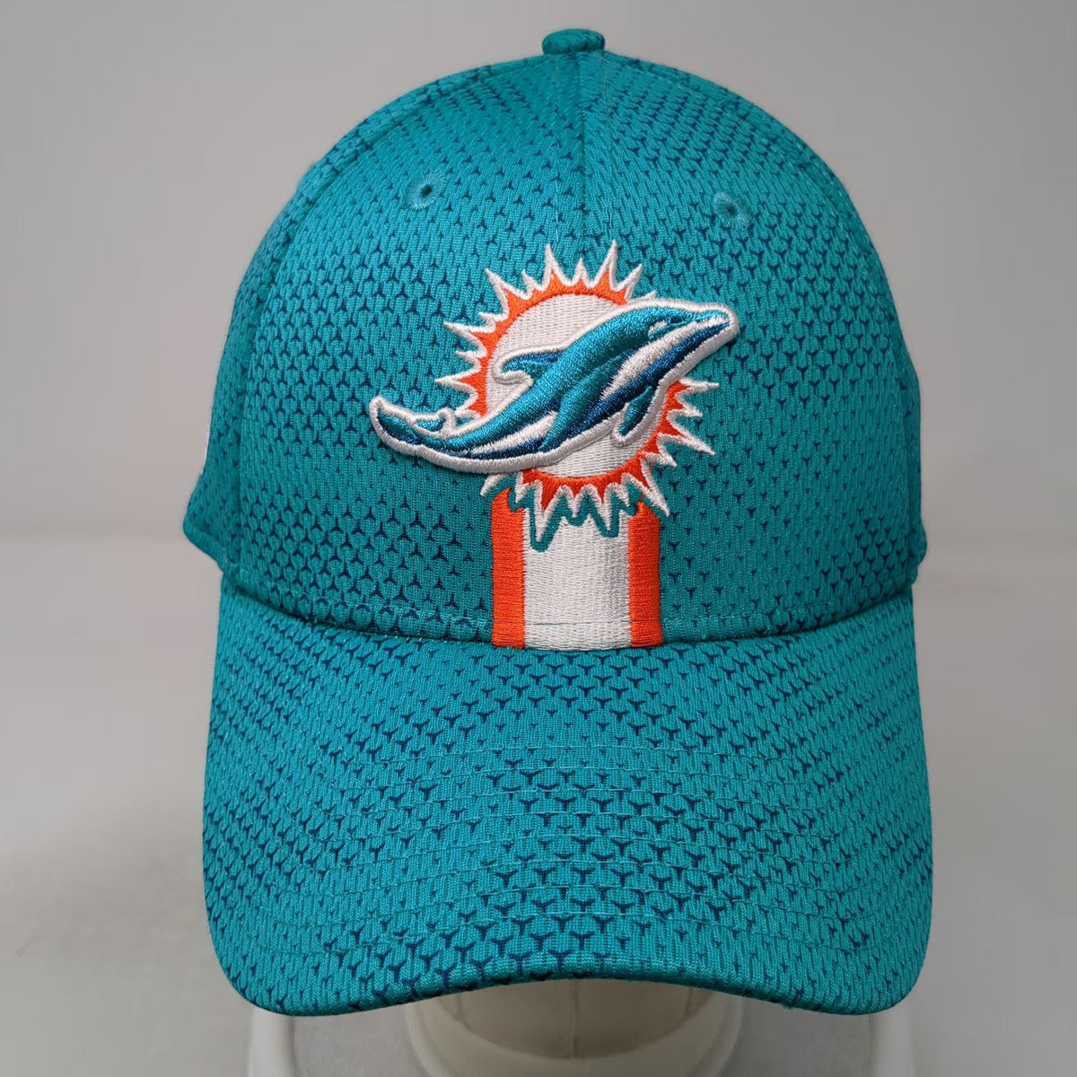 New Era Baseball Cap Blue XL Miami Dolphins NFL Team Curved Brim Stretch Fit Hat