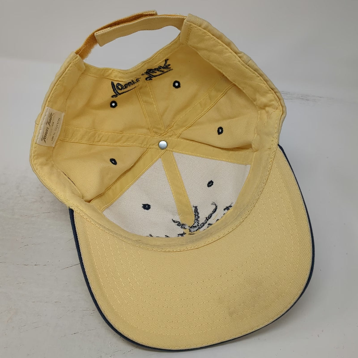 Town Talk Baseball Cap Yellow One Size Turkey Track Bear Strapback Cotton Hat