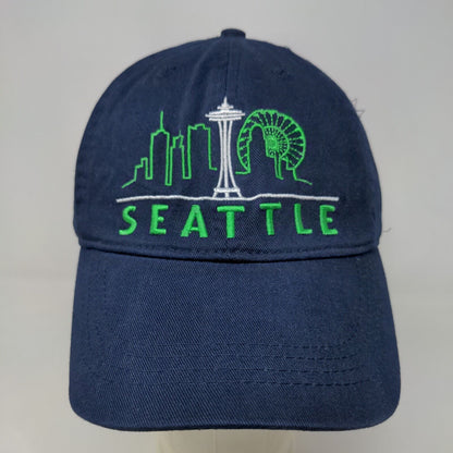 Seattle Shirt Company Men's Slideback Hat Blue Embroidered Logo Cotton