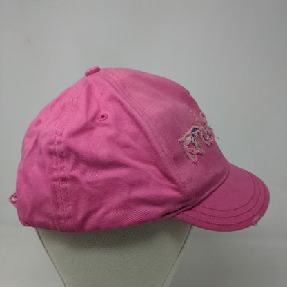 Walt Disney World Girl's Strapback Hat Pink Distressed Mickey Logo Cotton