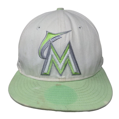 Florida Marlins Snapback Hat White Green New Era 9Fifty Size M/L Embroidered MLB