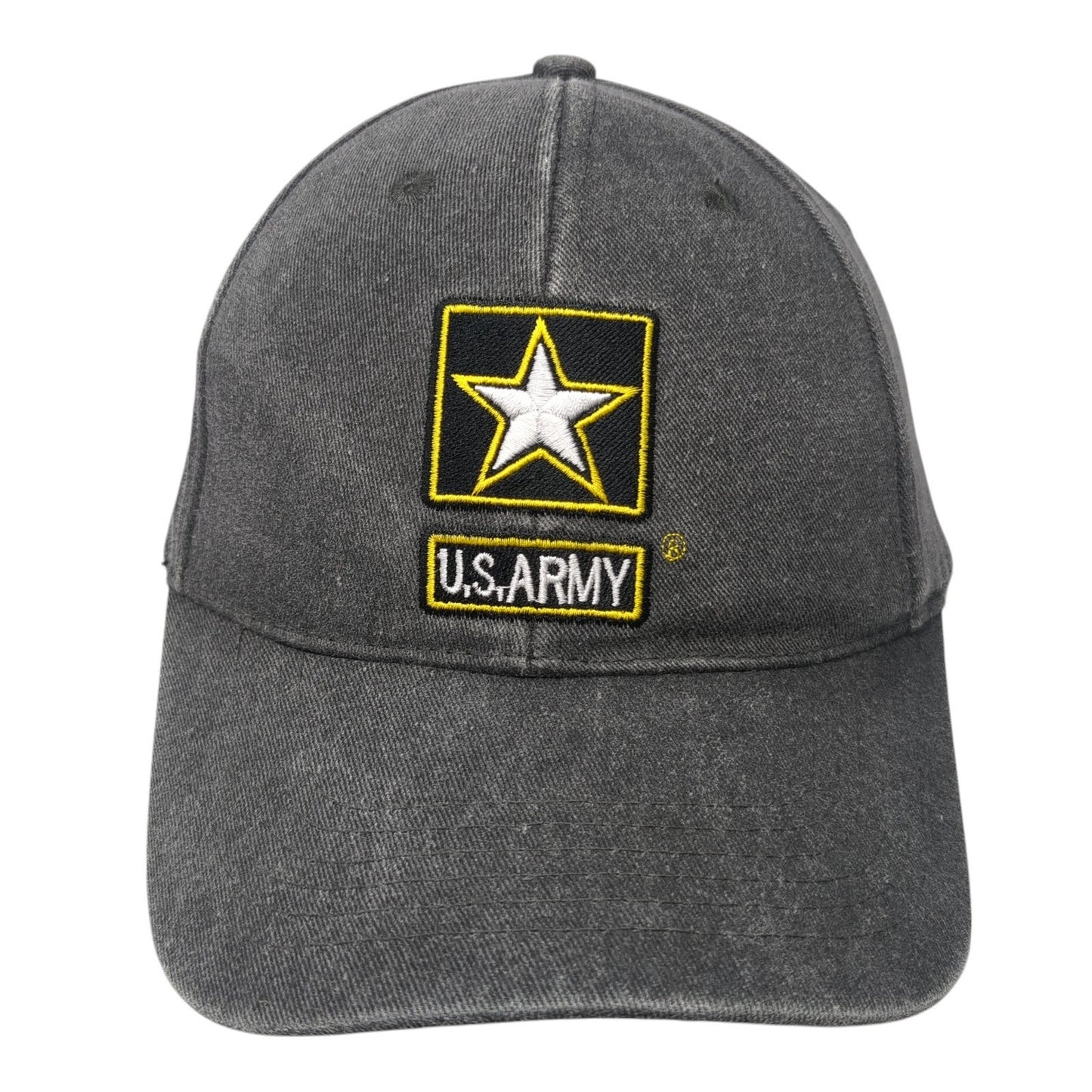 US Army Strapback Baseball Cap Gray One Size Adjustable Embroidered 6 Panel