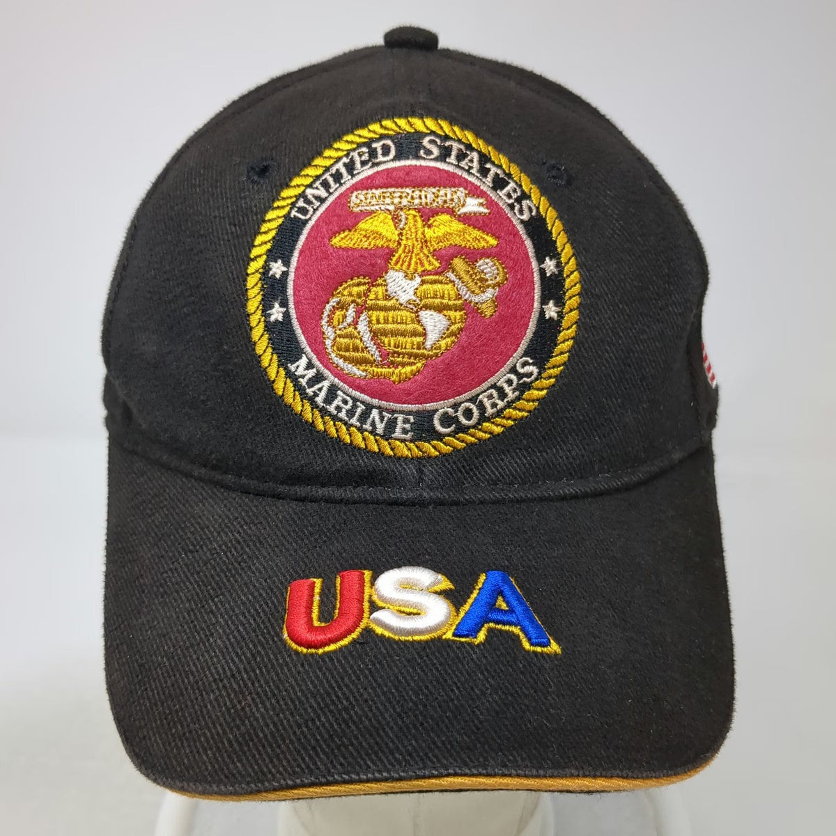 Global Traders Baseball Cap Black One Size USMC Seal Marine Corps USA Flag Hat