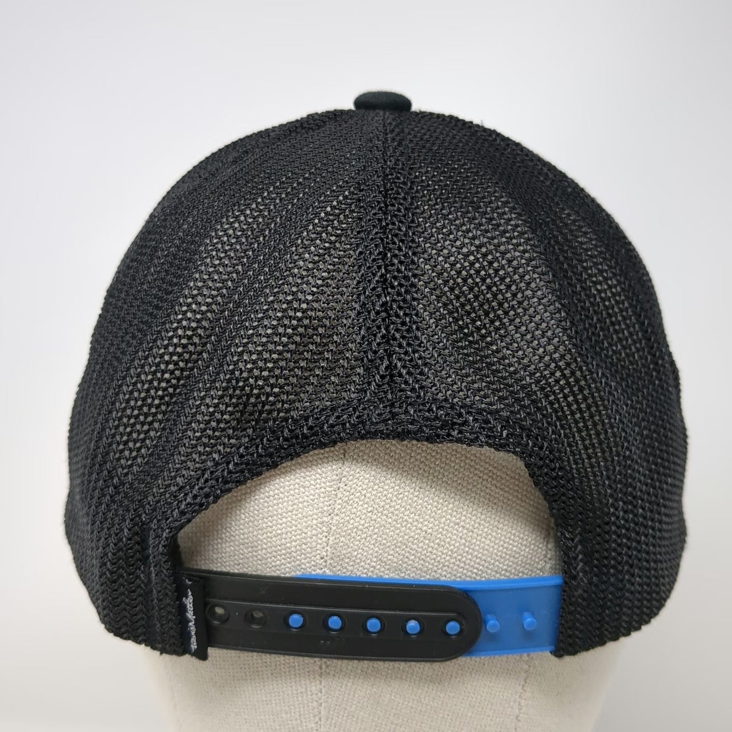 TravisMathew Trucker Hat Black Blue One Size Mesh Back Snapback Flexfit 110