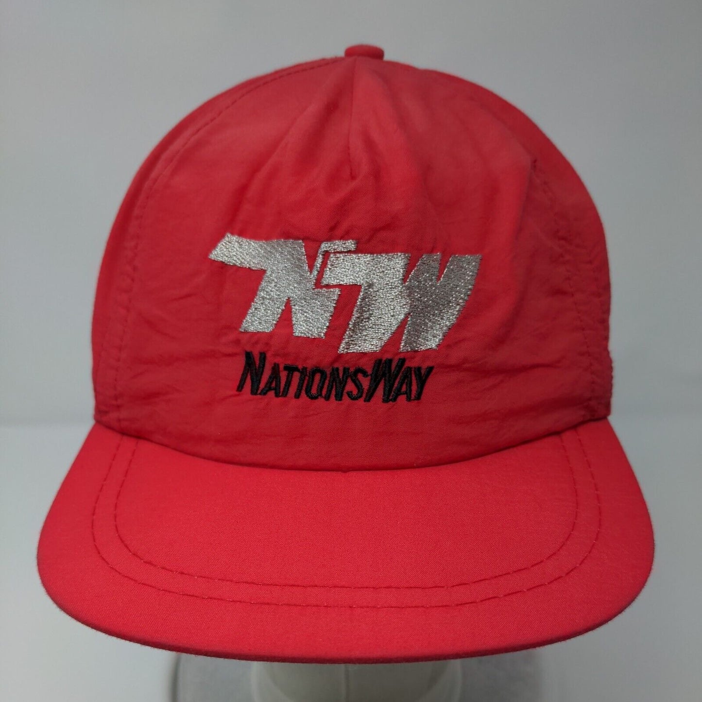 NW Nations Way Slideback Hat Red One Size Embroidered Leather Strap