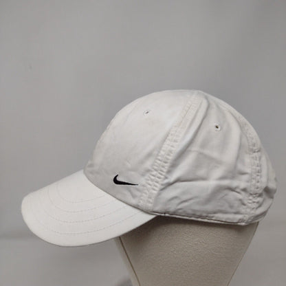 Nike Strapback Hat White OSFA Adjustable Embroidered Swoosh Logo 6 Panel
