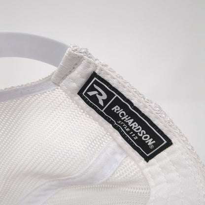 Richardson Snapback Trucker Hat White One Size Adjustable Mesh Back Embroidered